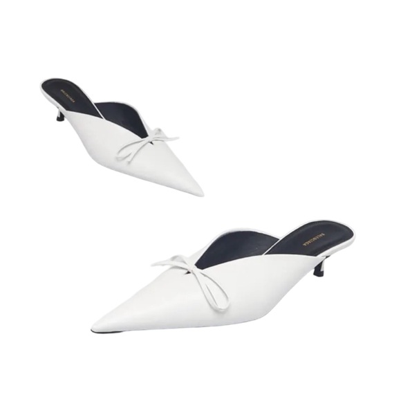 Balenciaga Shoes - NWT BALENCIAGA Leather Elegant White Mules Size 38